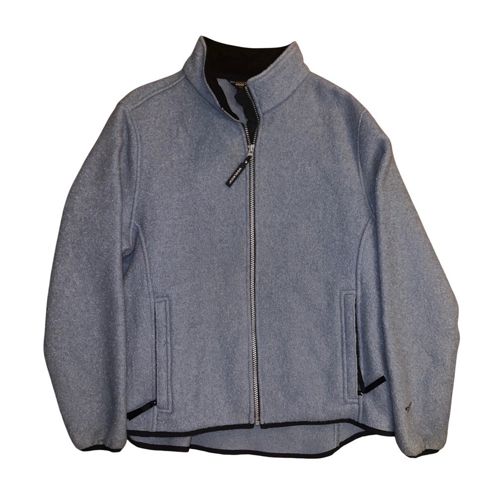 Woolrich John Rich and Bros Mens Full Zip Wool Blend Jacket Light Blue Heather L
